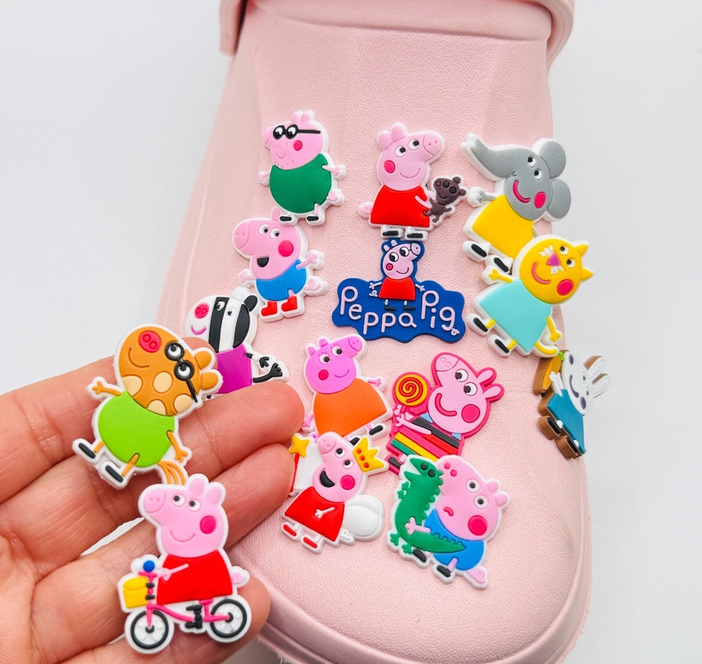 Peppa Pig shoe charms, set of 14, for Crocs-style clogs