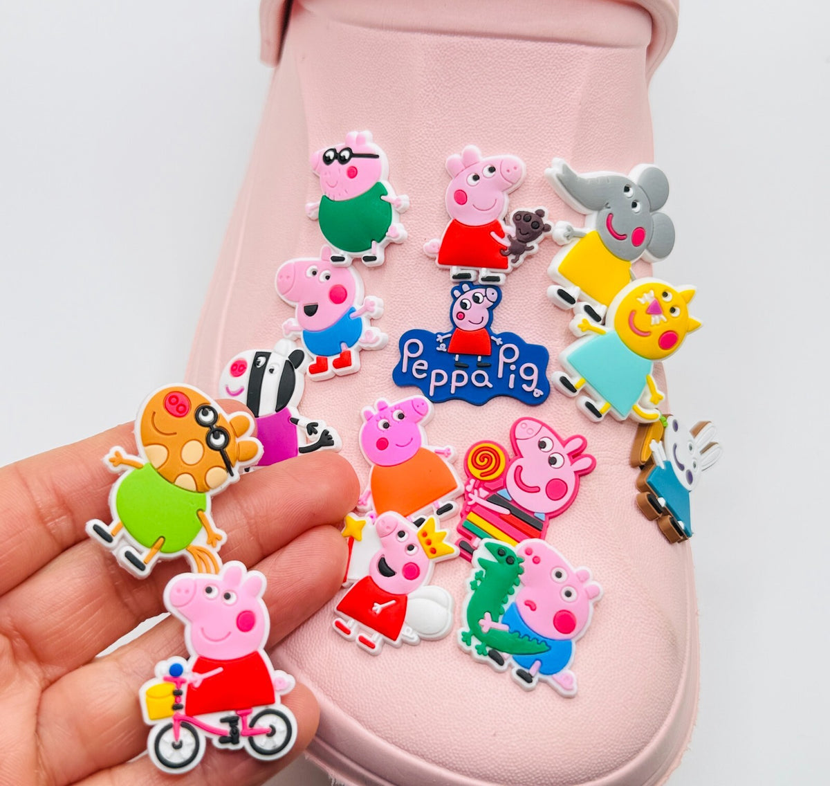 Peppa Pig shoe charms, set of 14, for Crocs-style clogs