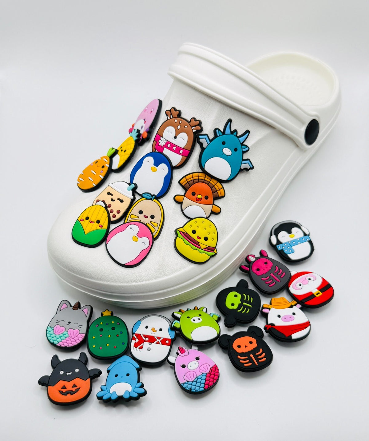 Squishmallows, Halloween and Skeleton Mix,  shoe charms, set of 25, for Crocs-style clogs