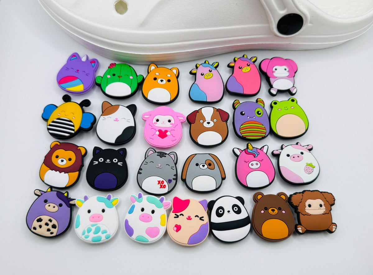 Squishmallows, Owl and Panda Mix,  shoe charms, set of 25, for Crocs-style clogs