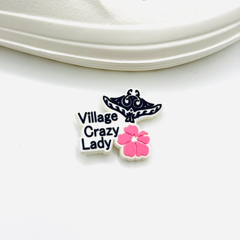 Village Crazy Lady Real UK 🇬🇧 shoe charms for Crocs-style clogs