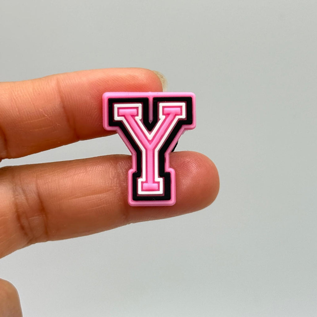 Letters Pink shoe charms for Crocs-style clogs