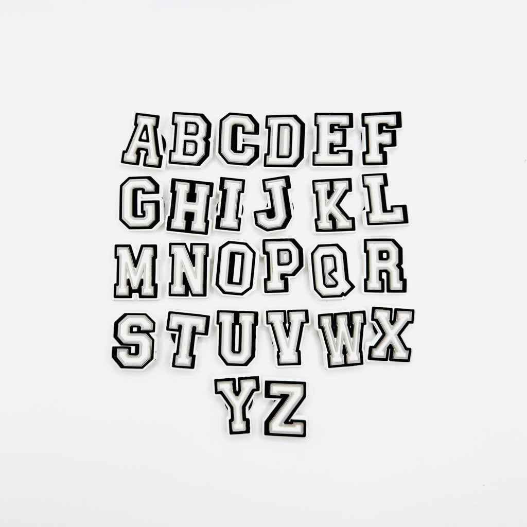 Letters White shoe charms for Crocs-style clogs