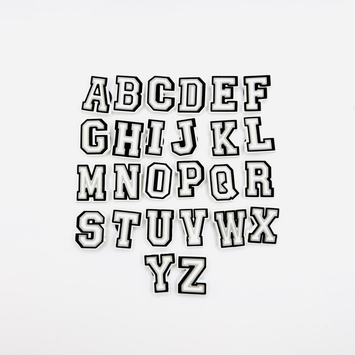 Letters White shoe charms for Crocs-style clogs