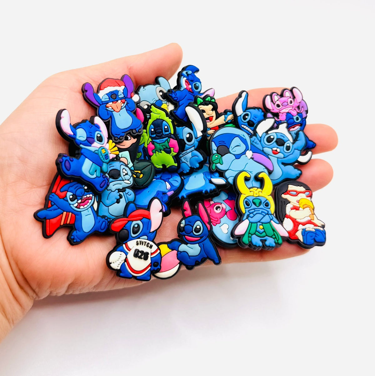 Cartoon Stitch SET OF 21 Set A shoe charms for Crocs-style clogs