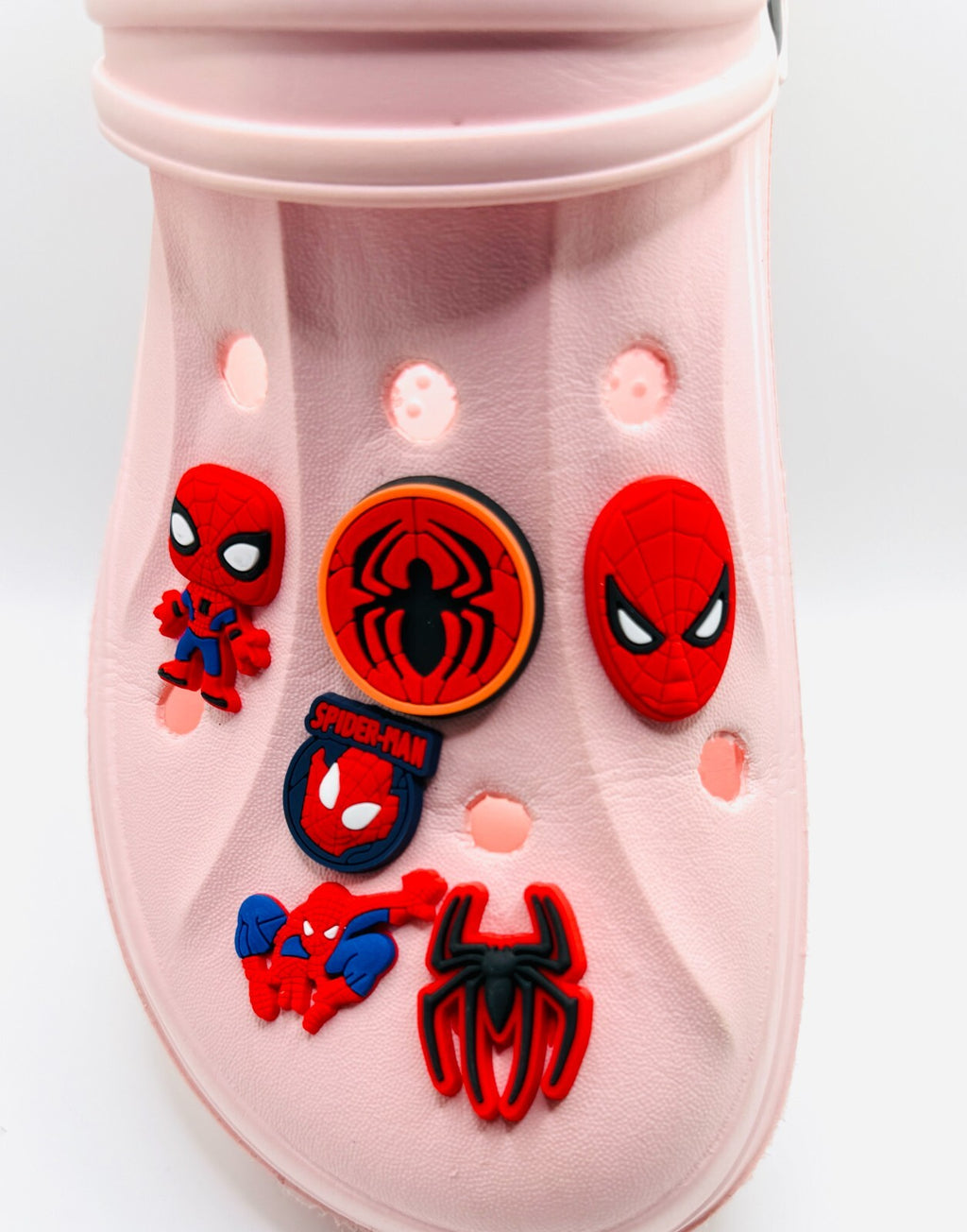 Spiderman shoe charms, set of 6, for Crocs-style clogs