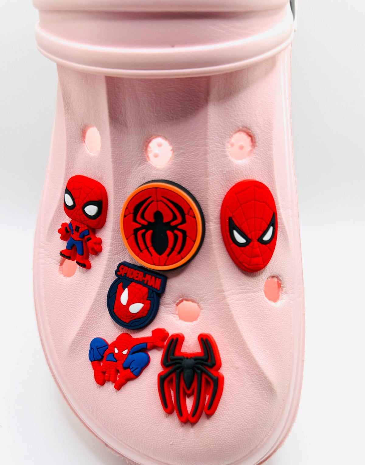 Spiderman shoe charms, set of 6, for Crocs-style clogs