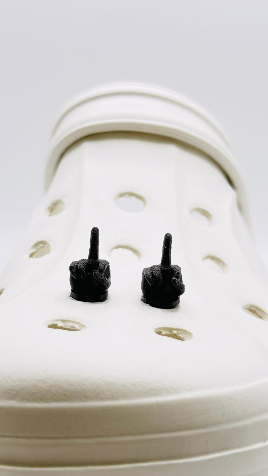 Middle Finger shoe charms, set of 2, for Crocs-style clogs