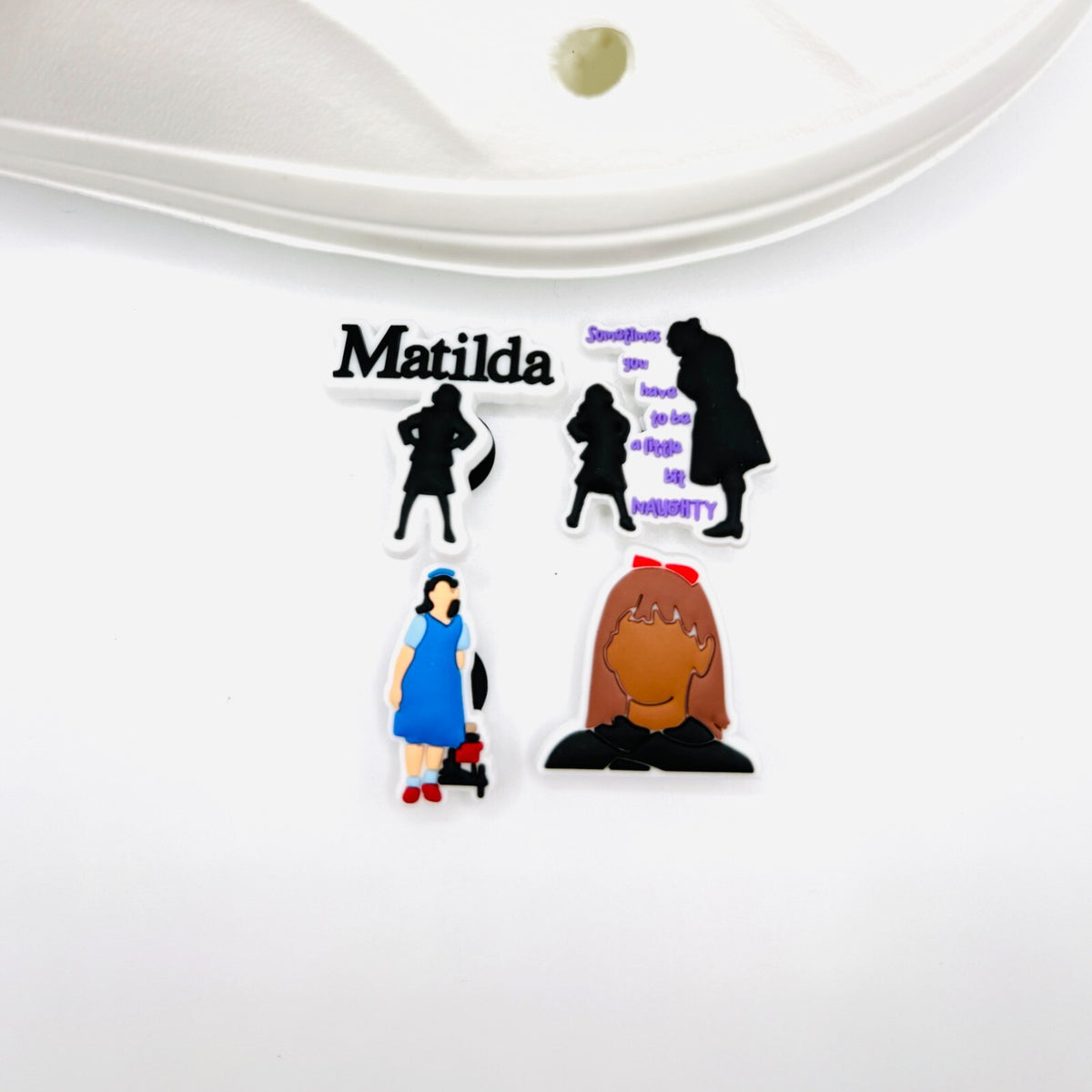 Matilda shoe charms, set of 4, for Crocs-style clogs