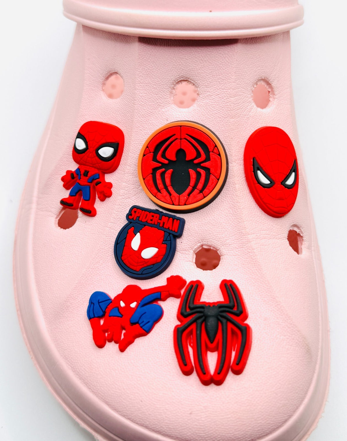 Spiderman shoe charms, set of 6, for Crocs-style clogs
