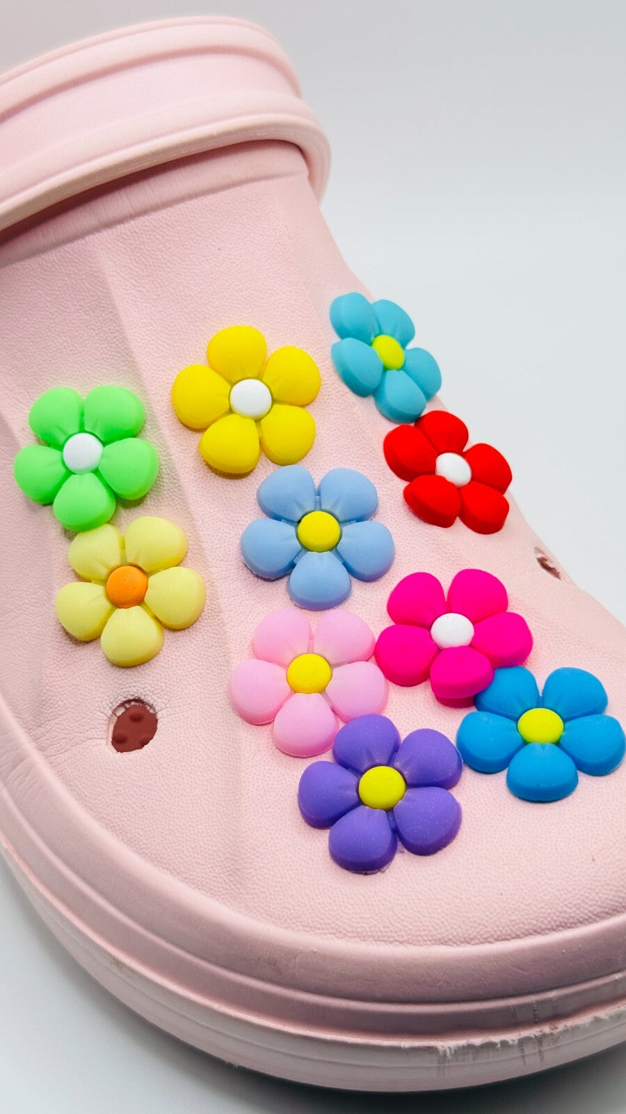 Flowers shoe charms, set of 10, for Crocs-style clogs