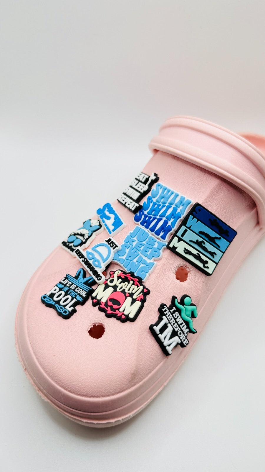 Swimming shoe charms, set of 10, for Crocs-style clogs