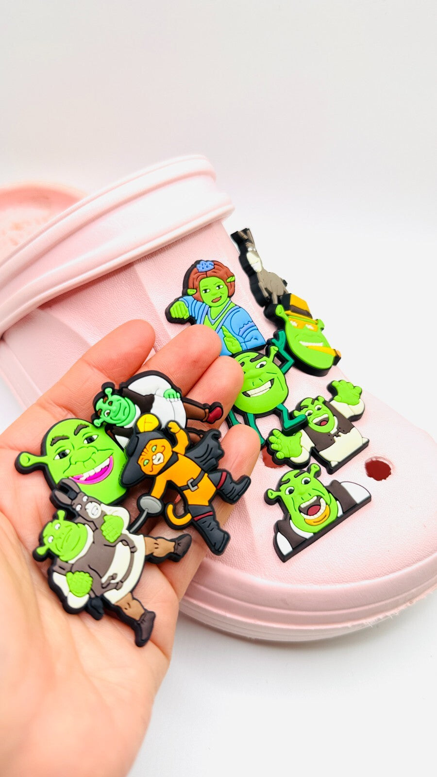 Shrek shoe charms, set of 10, for Crocs-style clogs