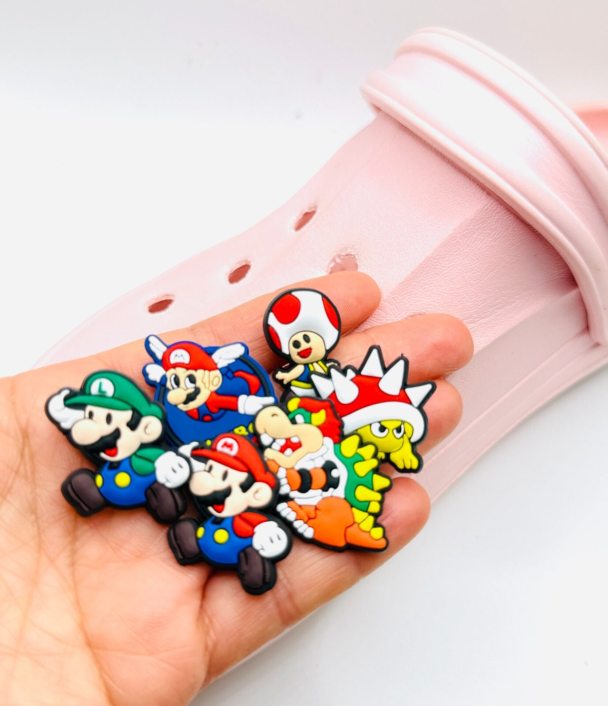 Mario shoe charms, set of 6, for Crocs-style clogs
