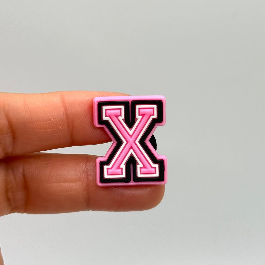 Letters Pink shoe charms for Crocs-style clogs