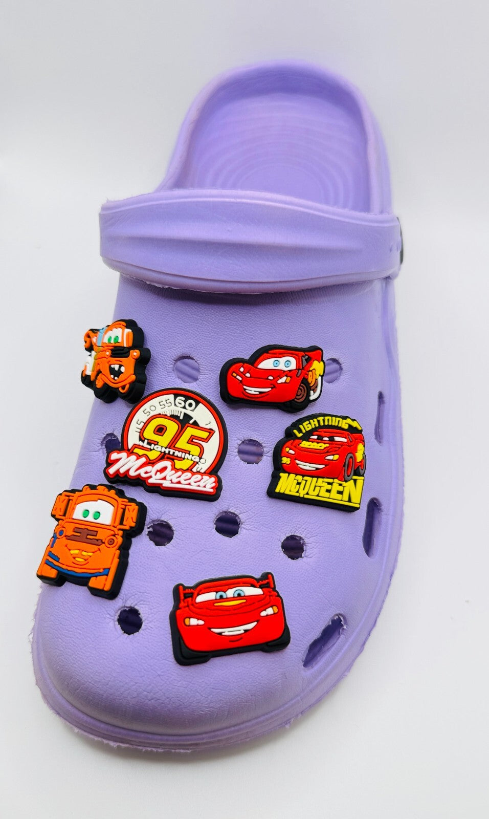 Cartoon Cars shoe charms, set of 6, for Crocs-style clogs