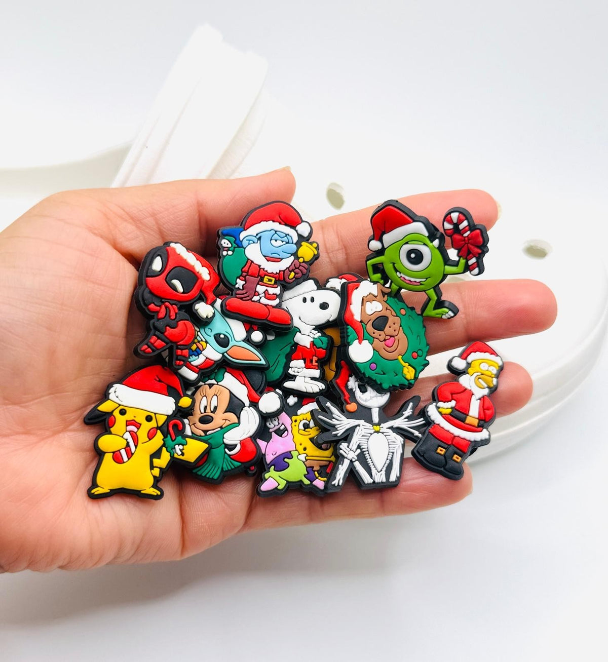 Christmas Cartoons shoe charms, set of 12, for Crocs-style clogs