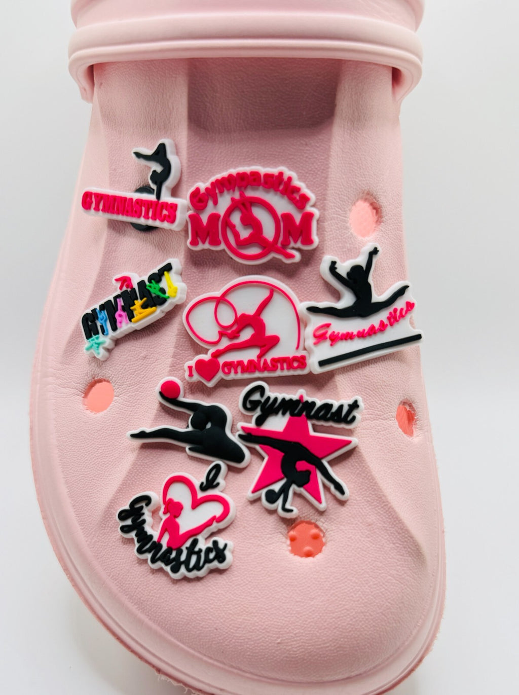 Gymnastics shoe charms, set of 8, for Crocs-style clogs