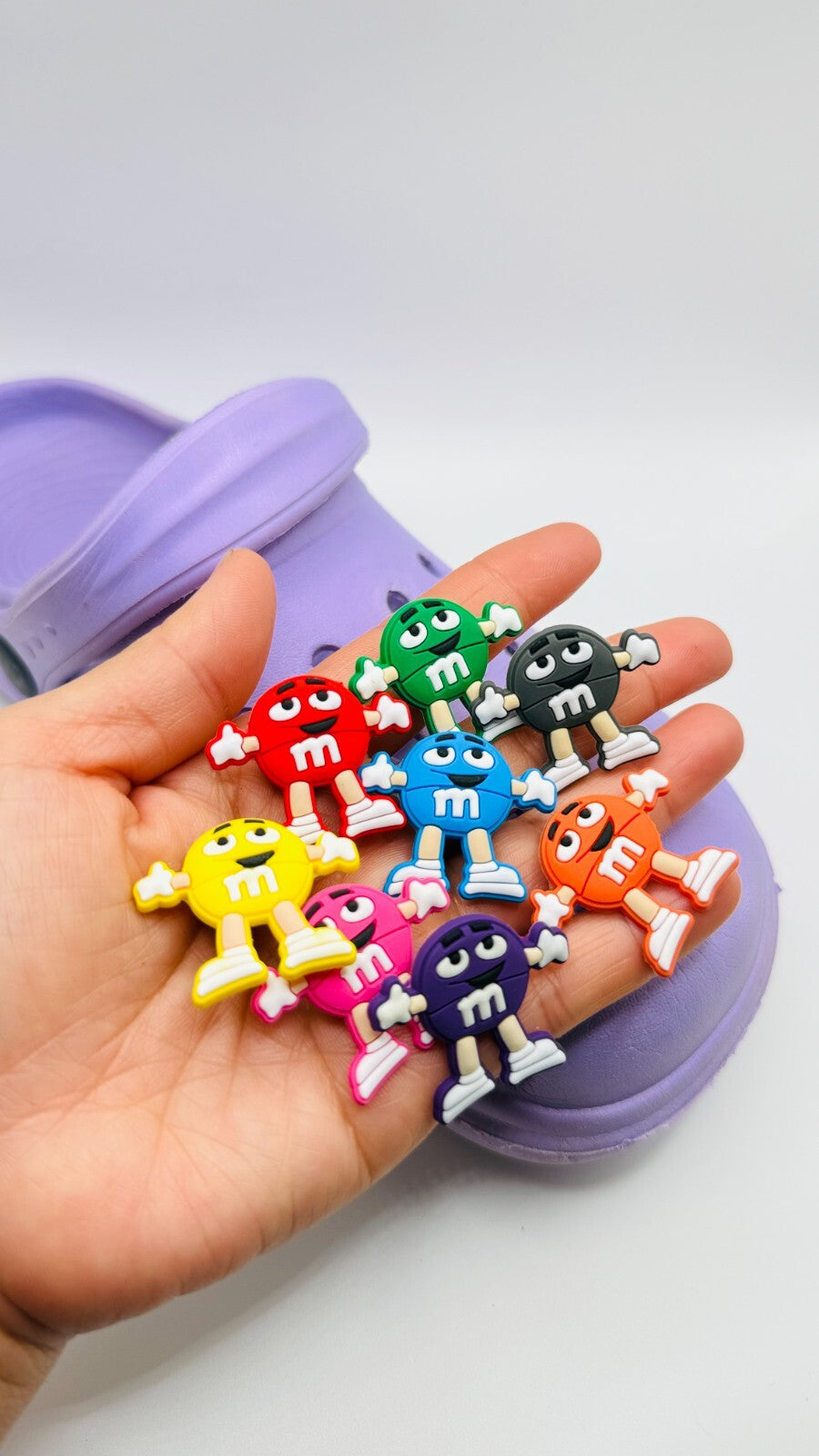 M&M's shoe charms, set of 8, for Crocs-style clogs