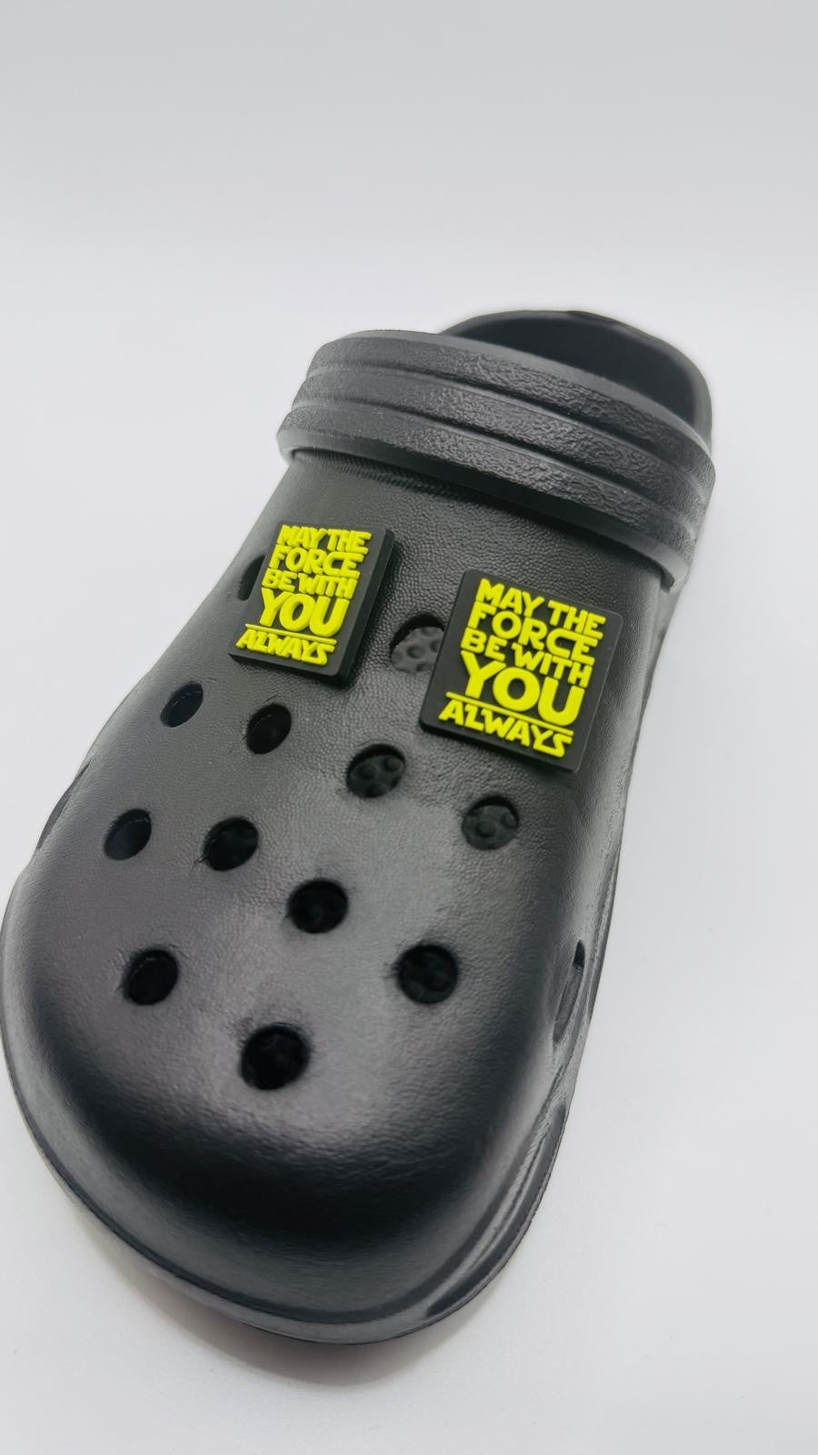 Star Wars, May the Force Quote,  shoe charms, set of 2, for Crocs-style clogs