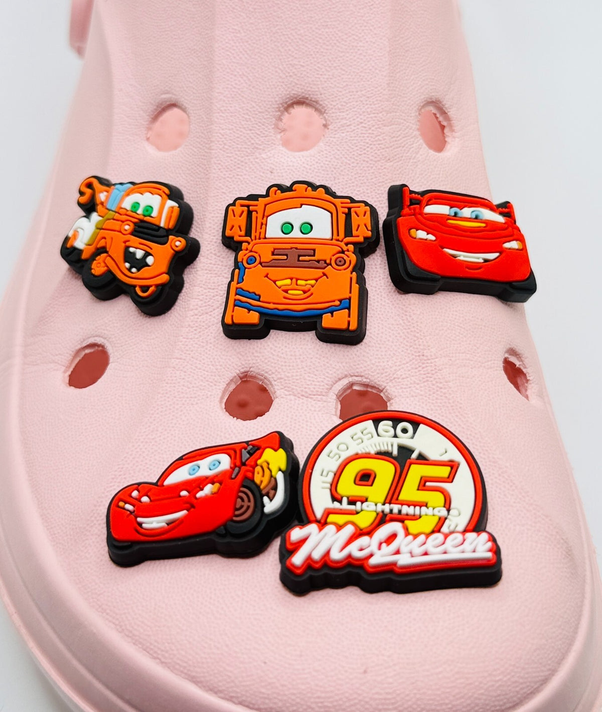 Cartoon Cars shoe charms, set of 5, for Crocs-style clogs