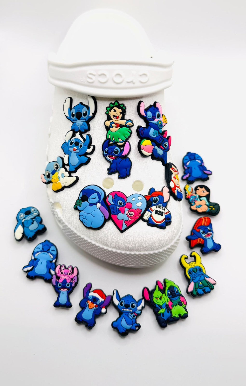 Cartoon Stitch SET OF 21 Set A shoe charms for Crocs-style clogs