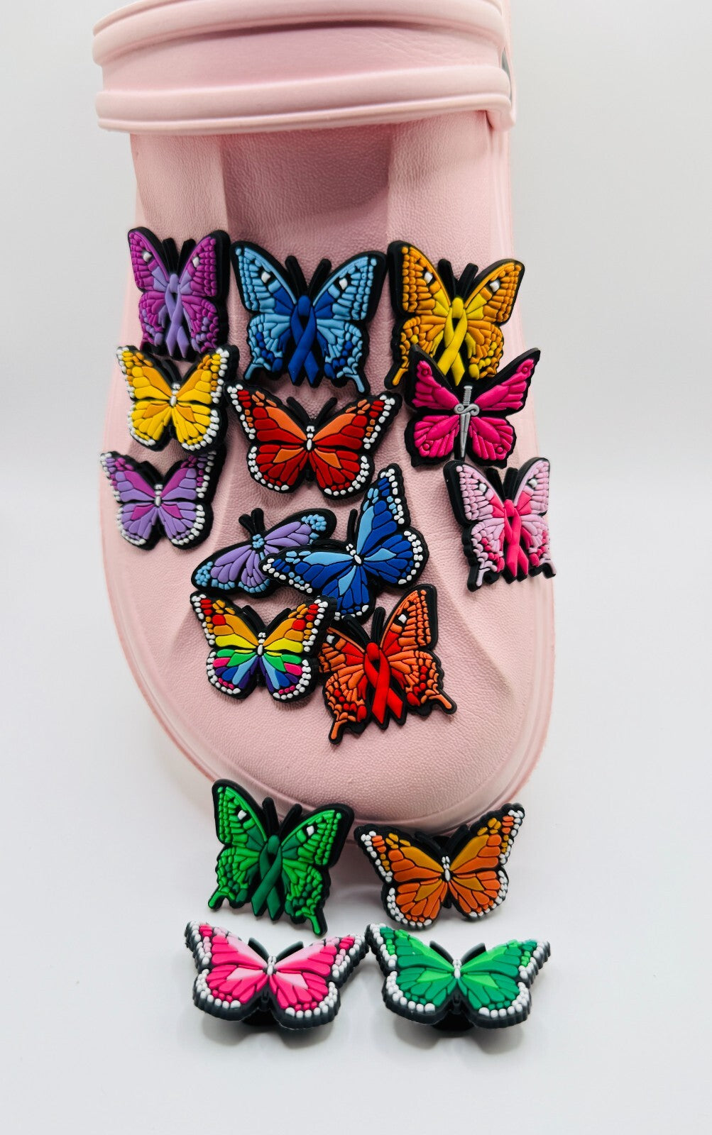 Butterfly shoe charms, set of 16, for Crocs-style clogs