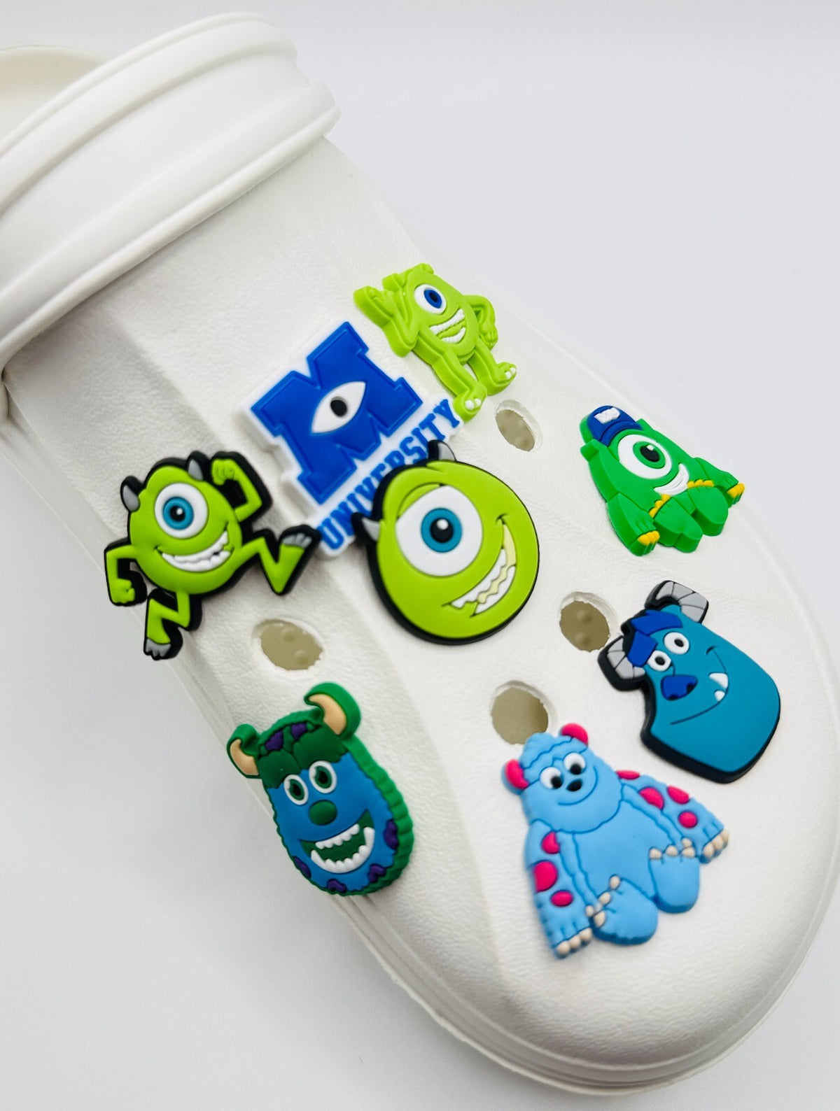 Monsters Uni shoe charms, set of 8, for Crocs-style clogs