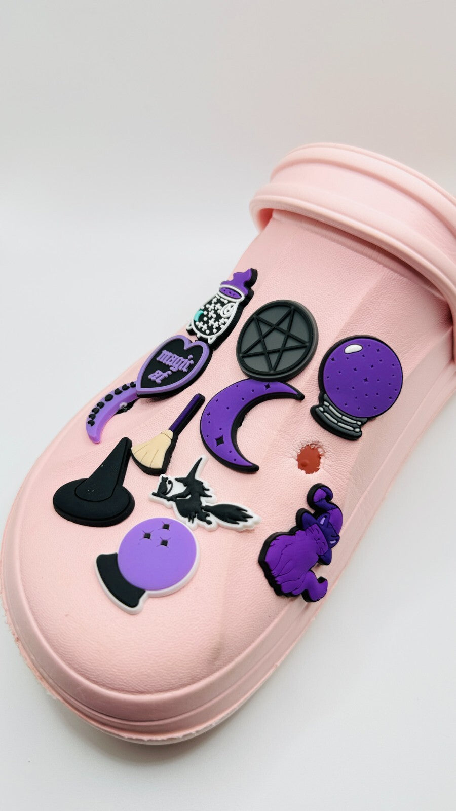 Witch shoe charms, set of 11, for Crocs-style clogs