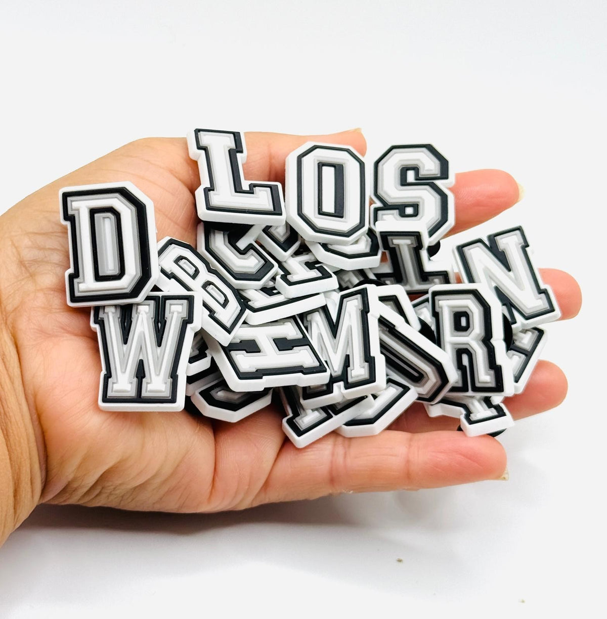 Letters White shoe charms for Crocs-style clogs