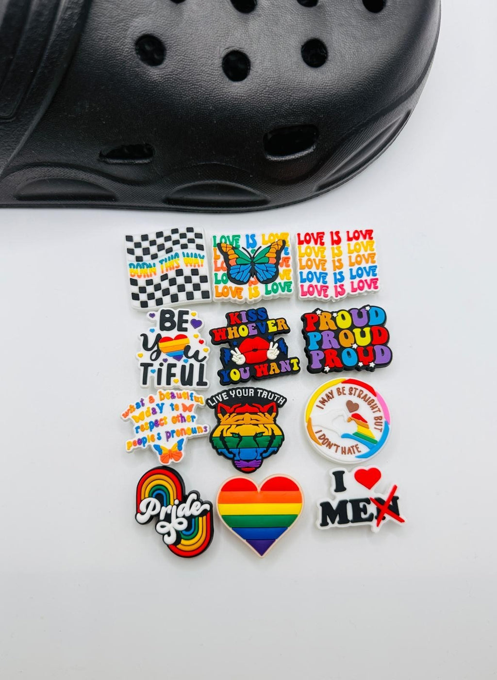 Pride shoe charms, set of 12, for Crocs-style clogs