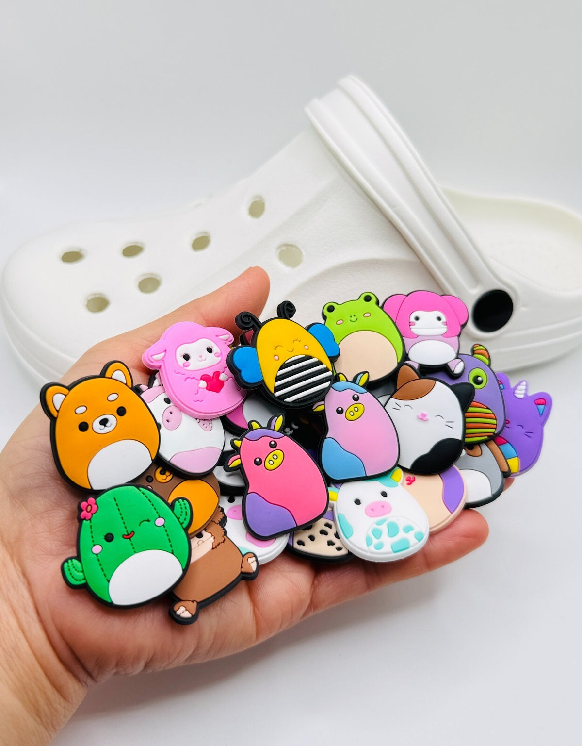 Squishmallows, Owl and Panda Mix,  shoe charms, set of 25, for Crocs-style clogs