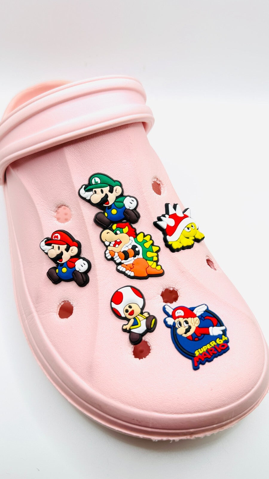 Mario shoe charms, set of 6, for Crocs-style clogs
