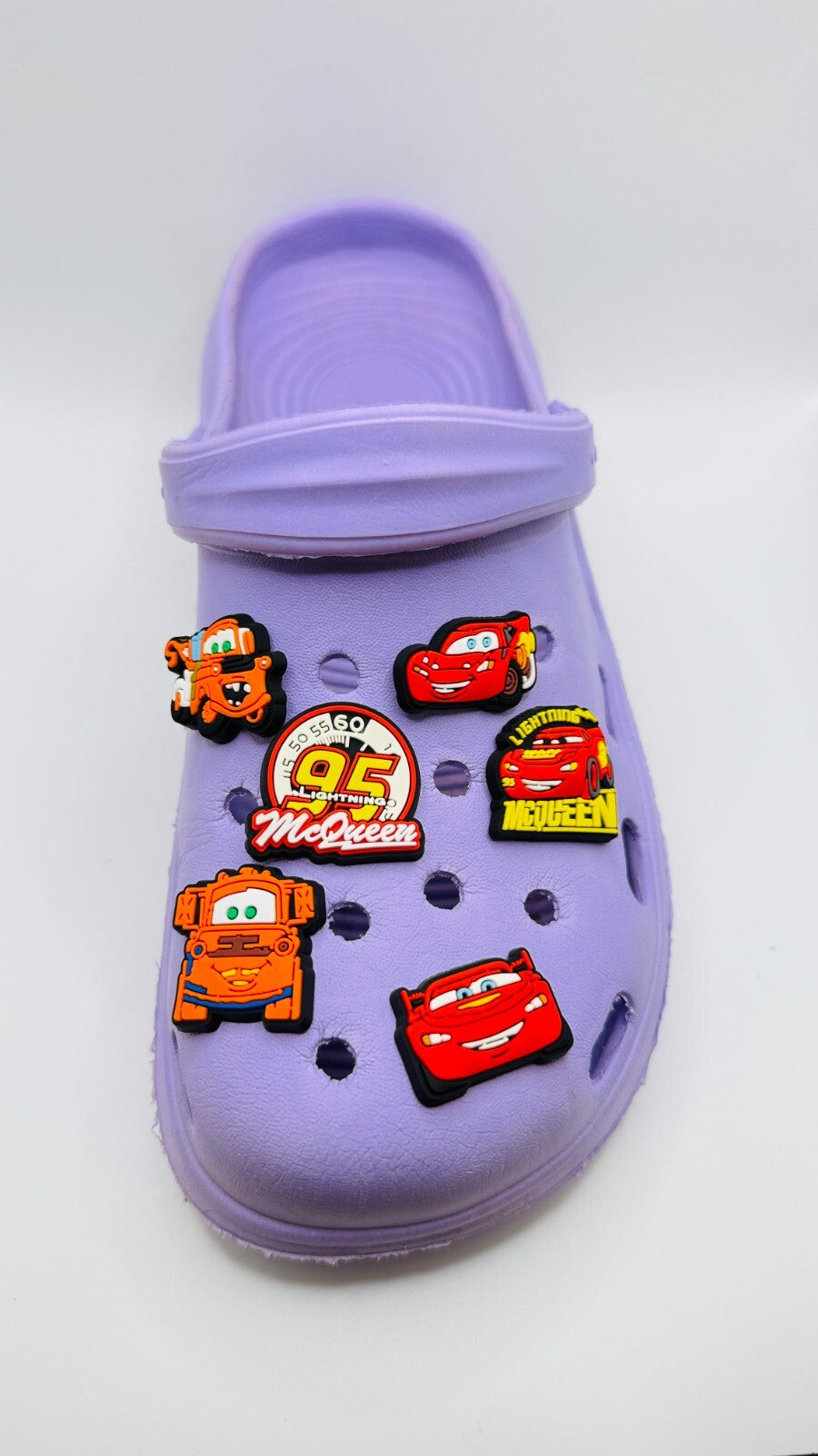 Cartoon Cars shoe charms, set of 6, for Crocs-style clogs
