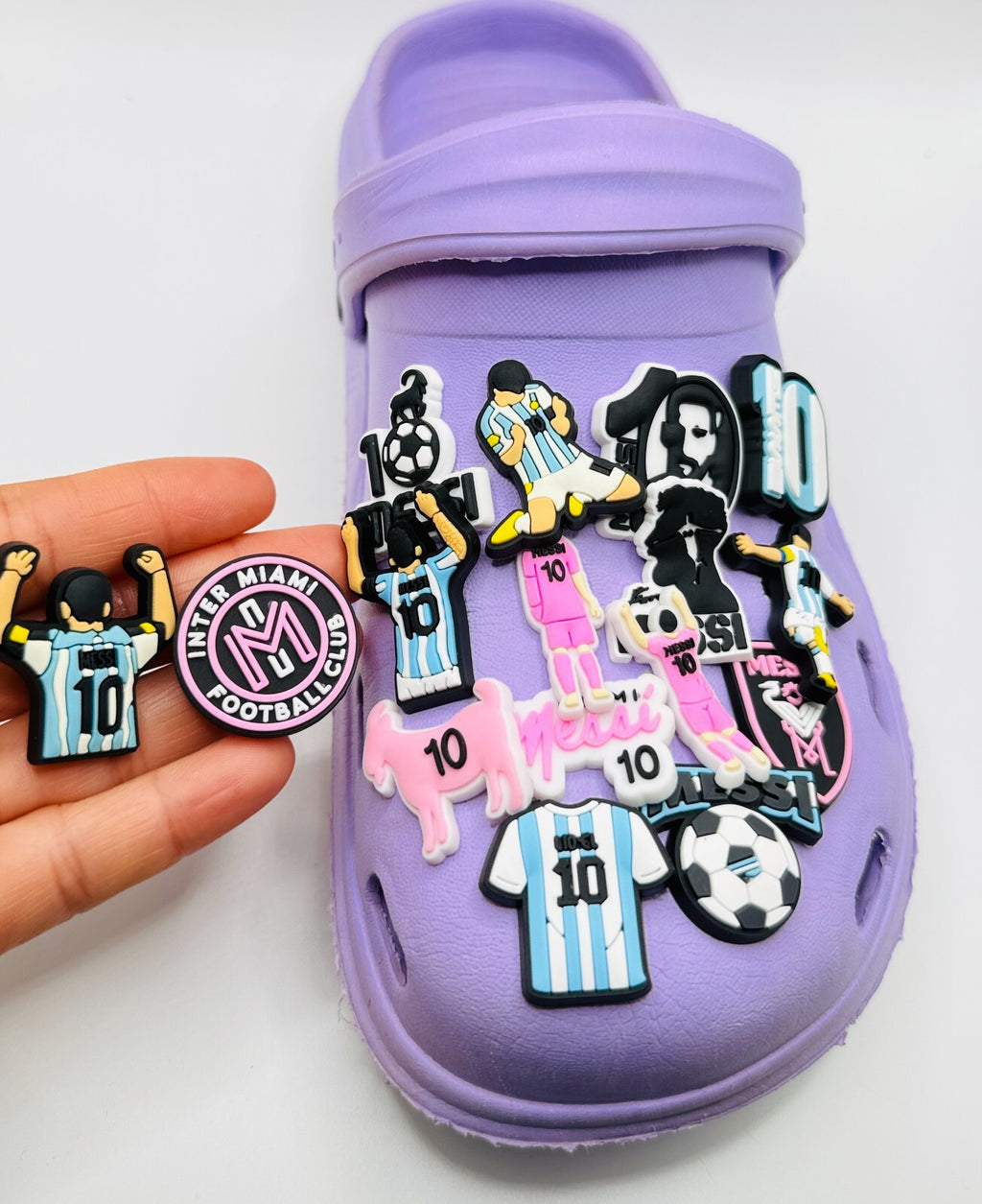 Football shoe charms, set of 15, for Crocs-style clogs