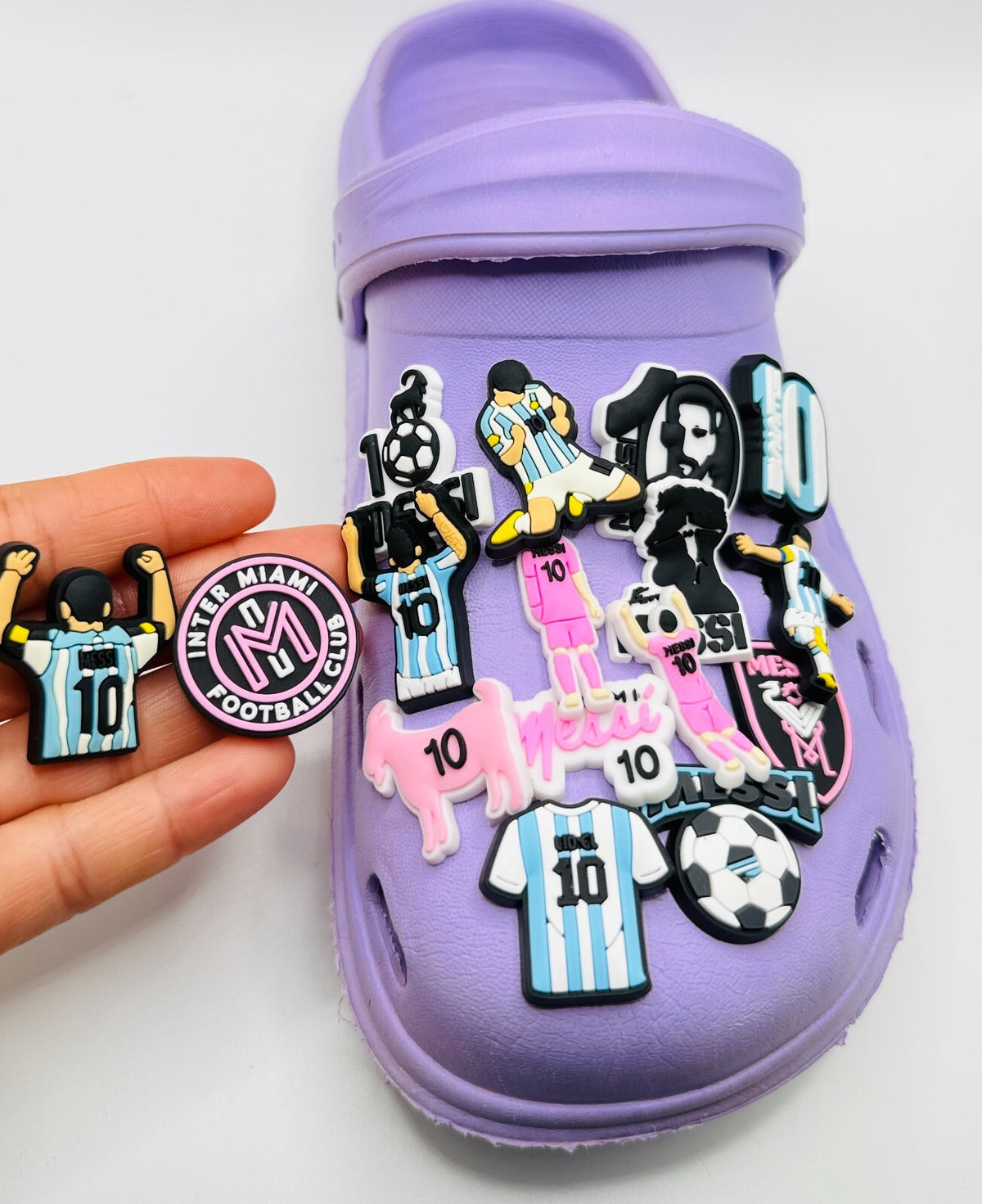 Football shoe charms, set of 15, for Crocs-style clogs