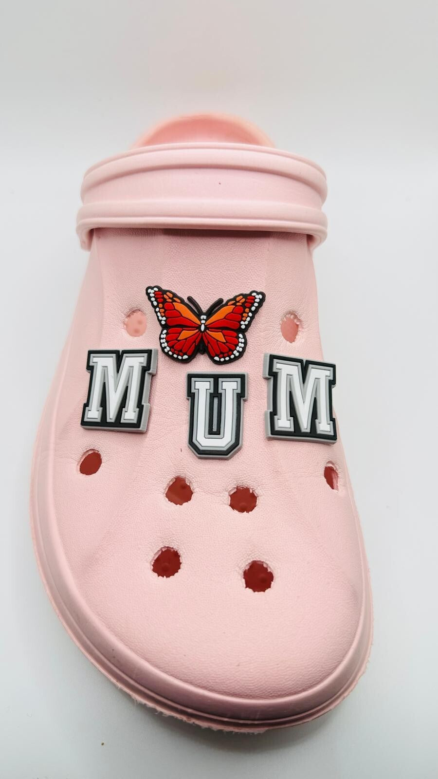 Mum Mother's Day, Grey MUM Lettering,  shoe charms, set of 4, for Crocs-style clogs