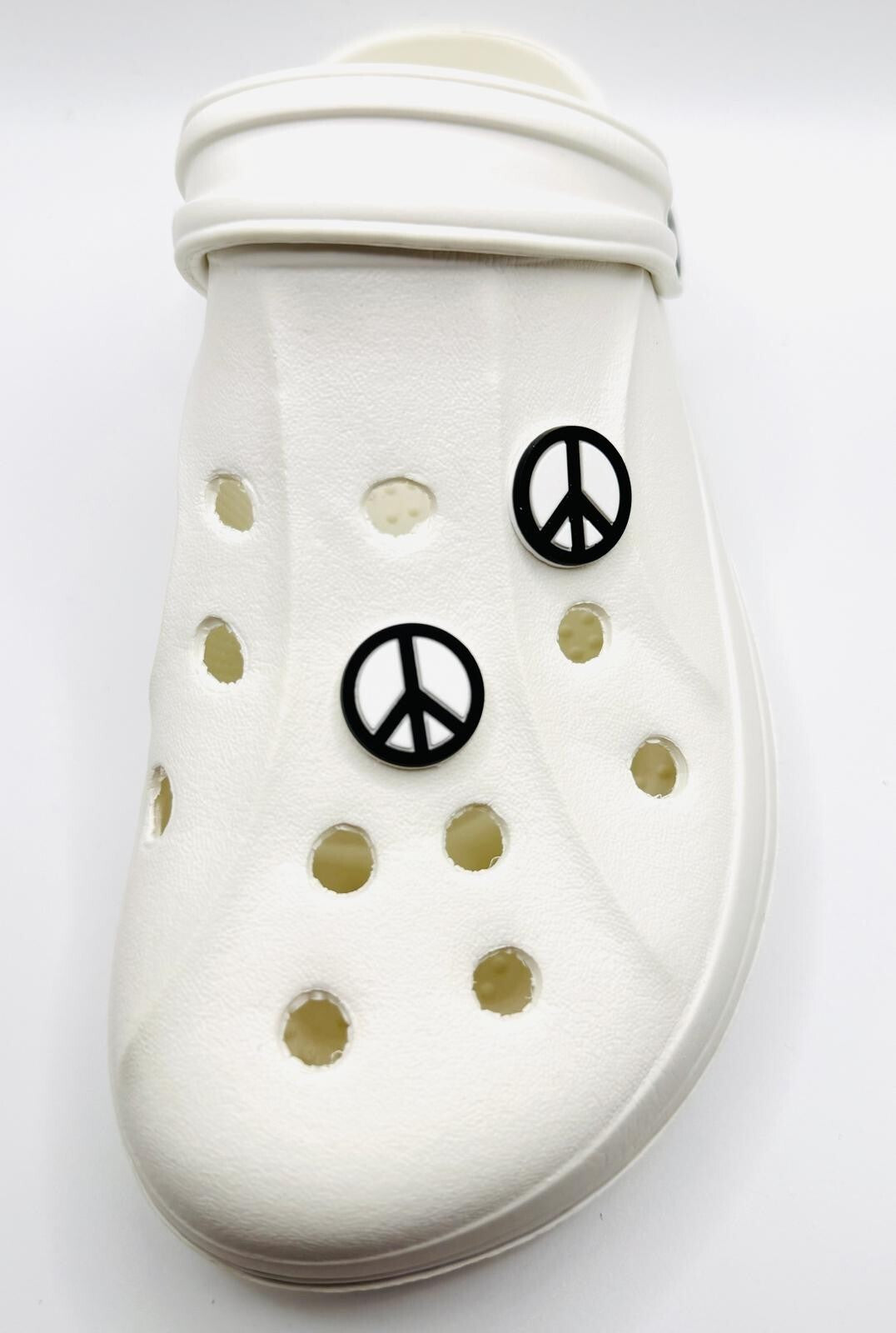 Peace shoe charms, set of 2, for Crocs-style clogs