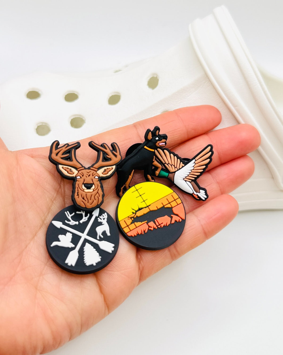 Hunting shoe charms, set of 5, for Crocs-style clogs
