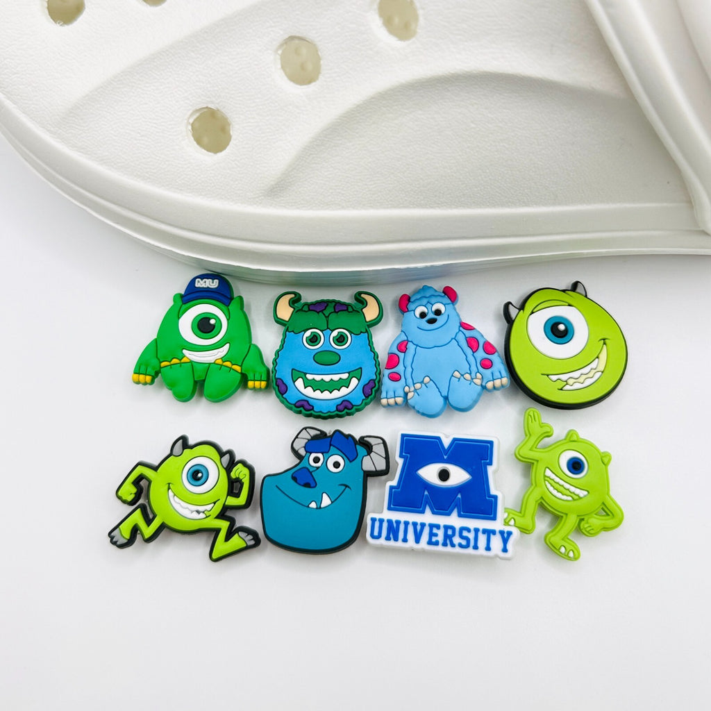 Monsters Uni shoe charms, set of 8, for Crocs-style clogs