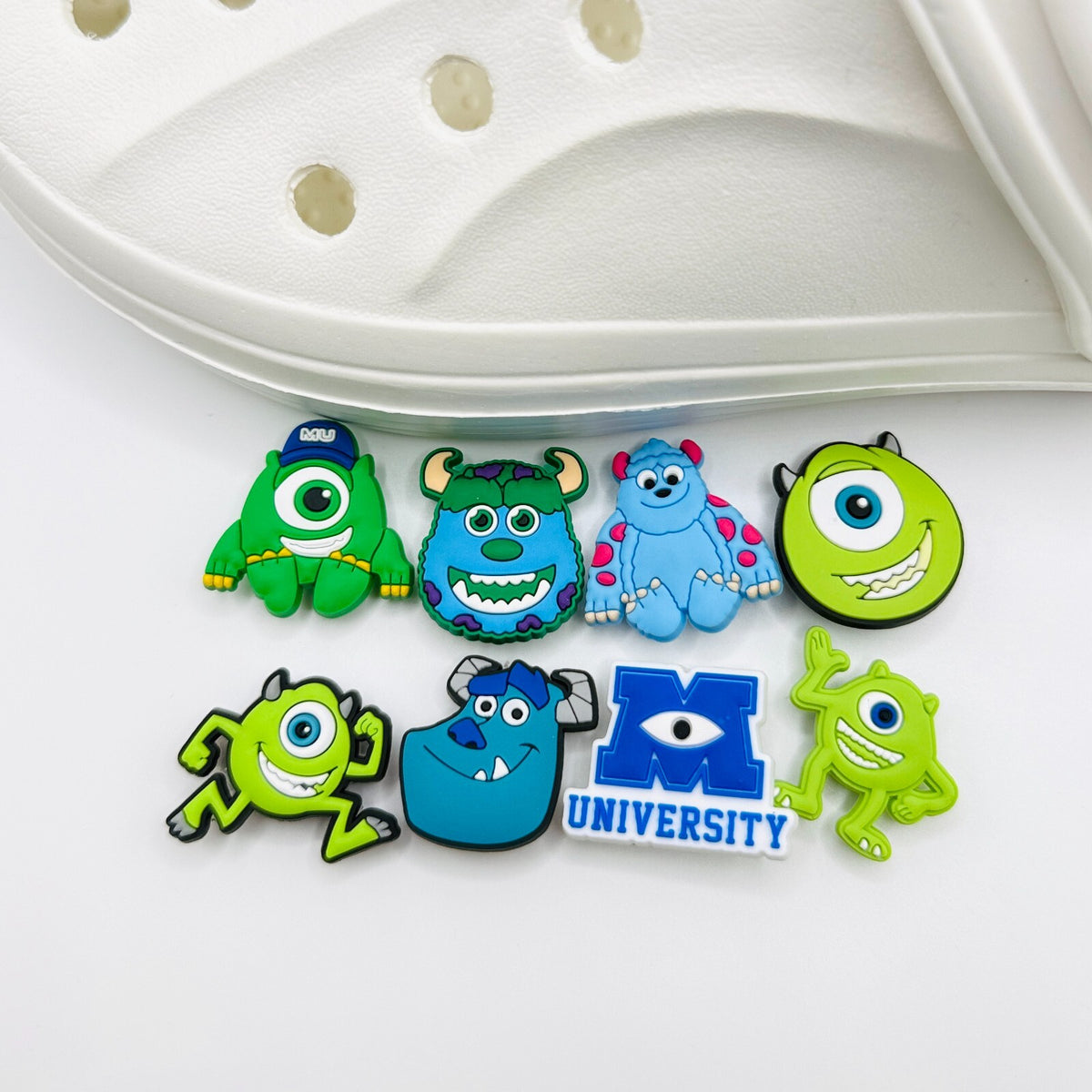 Monsters Uni shoe charms, set of 8, for Crocs-style clogs