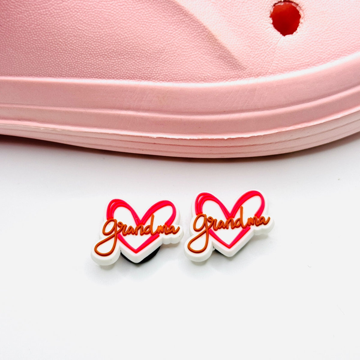 Grandma Heart shoe charms, set of 2, for Crocs-style clogs