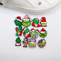 Christmas Grinch shoe charms, set of 12, for Crocs-style clogs