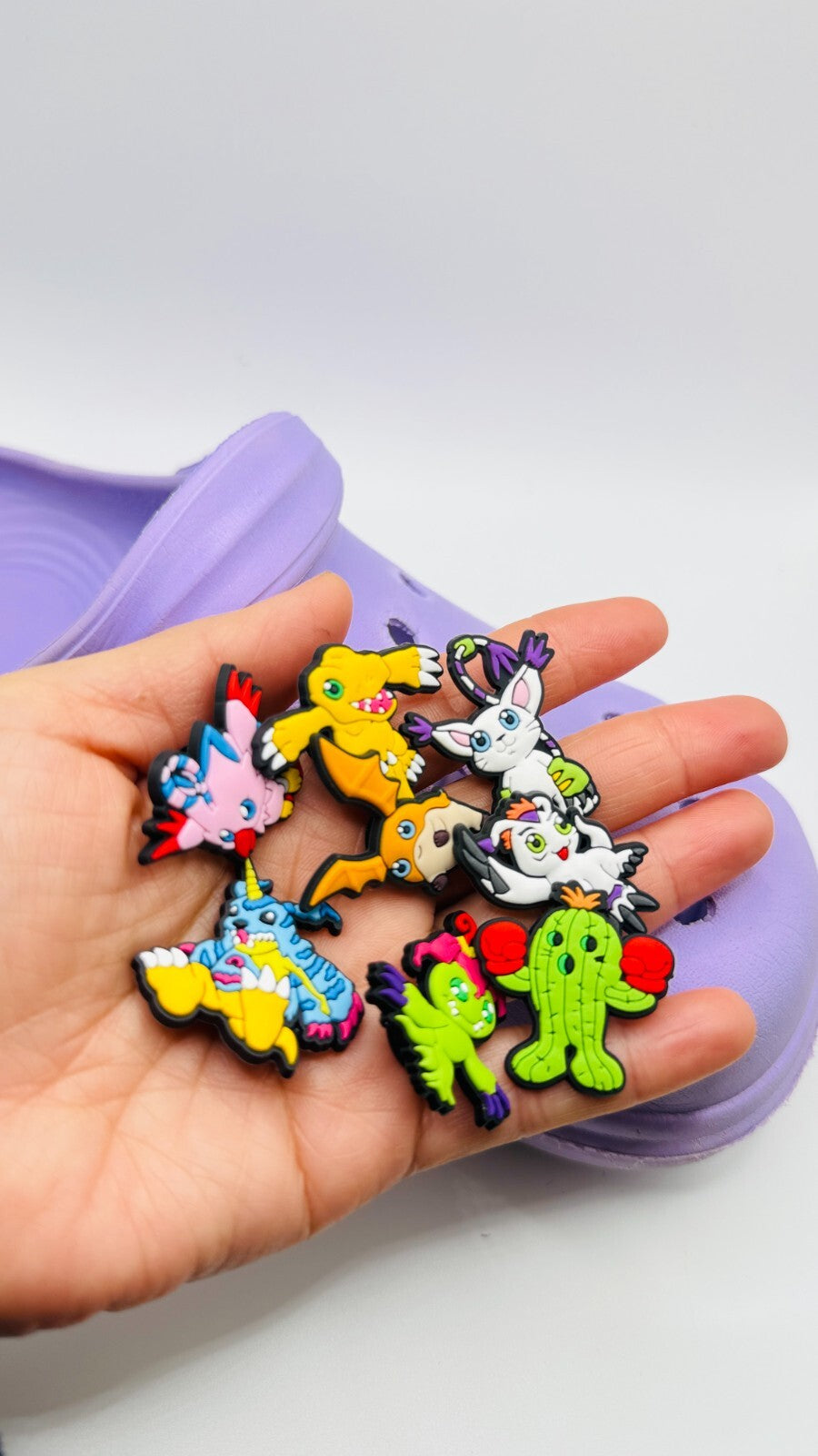 Digimon shoe charms, set of 8, for Crocs-style clogs