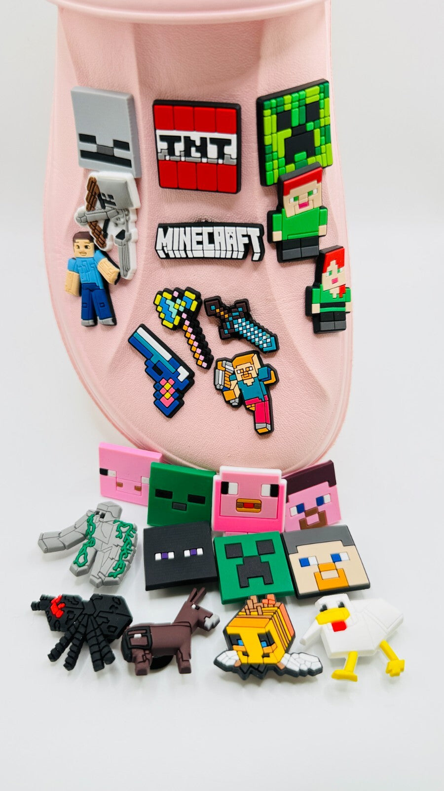 Minecraft shoe charms, set of 24, for Crocs-style clogs