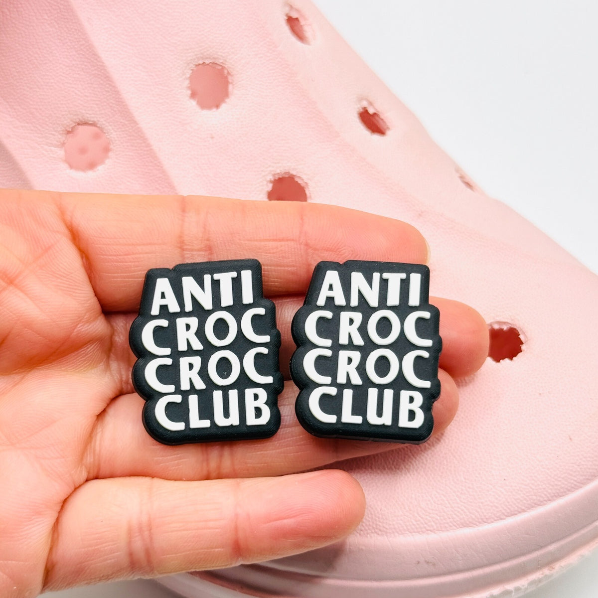 Anti Club shoe charms, set of 2, for Crocs-style clogs