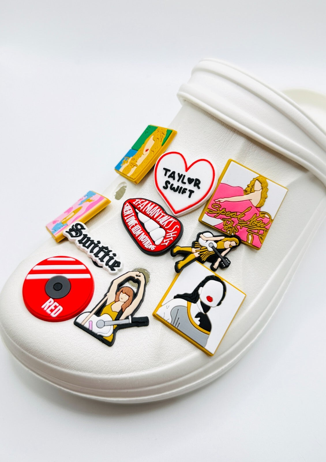 Taylor Swiftie Heart shoe charms, set of 10, for Crocs-style clogs