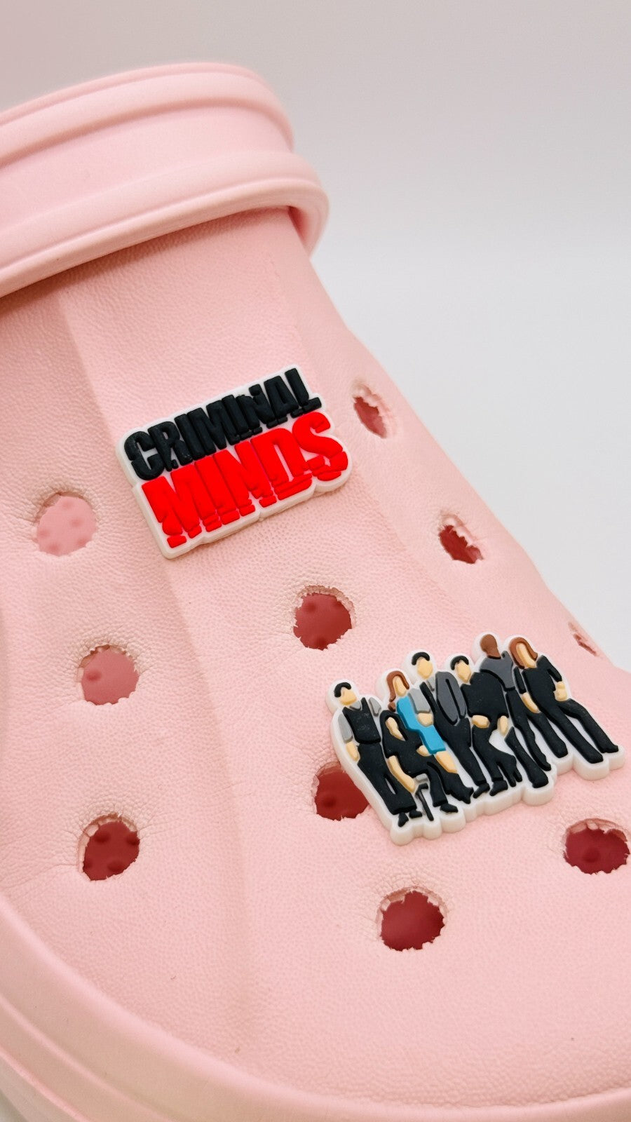 Criminal Minds shoe charms, set of 2, for Crocs-style clogs