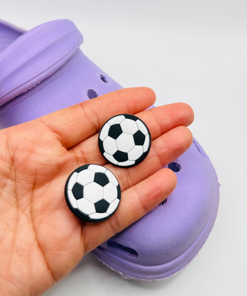 Football shoe charms, set of 2, for Crocs-style clogs
