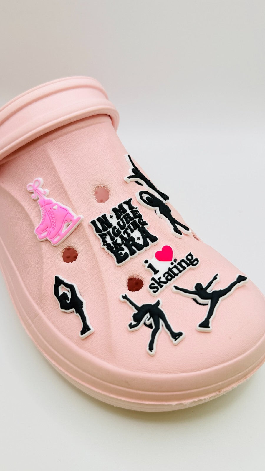 Ice Skating shoe charms, set of 8, for Crocs-style clogs